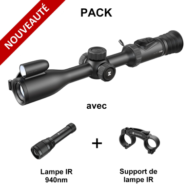 PACK Lunette jour et nuit HIKMICRO ALPEX PRO A50PL avec télémètre + Lampe IR 940nm + Support de lampe IR